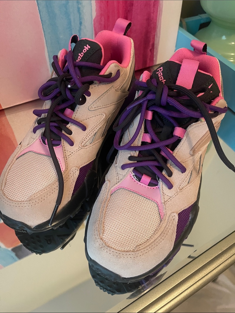 Reebok Women Pink, Purple & Black Trail Sneakers